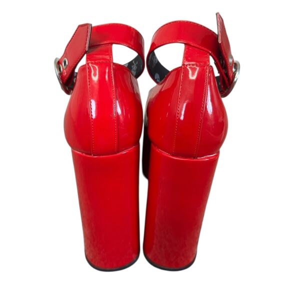 DOLLS KILL Lamoda Those Days Power Trip Chunky Platform Heels Red Patent Leather - Picture 8 of 12